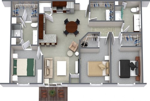 Floor plan for 3 beds, 2 baths, 1352 sqft